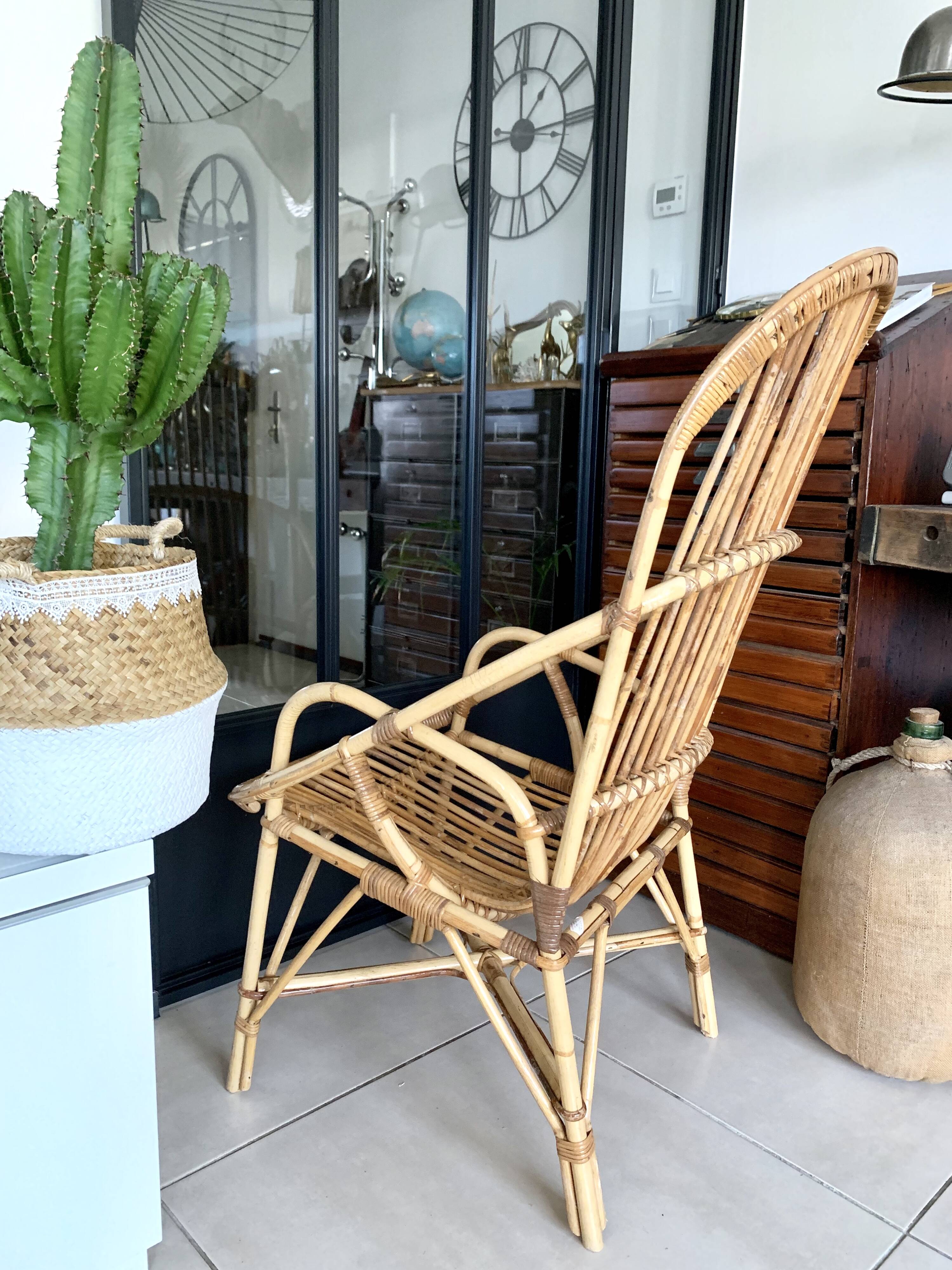 Old vintage rattan chair