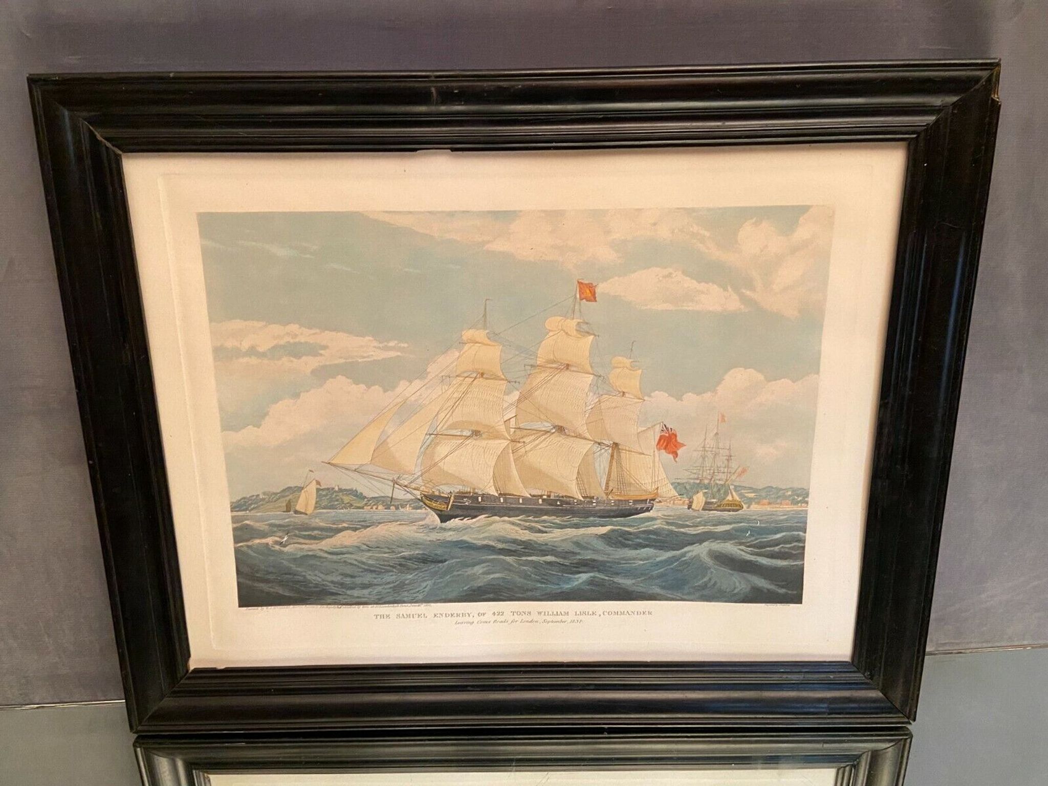 Engraving XIXth The Samuel Enderry of 422 tons William Lisle W.J. Huggins Rosenberg