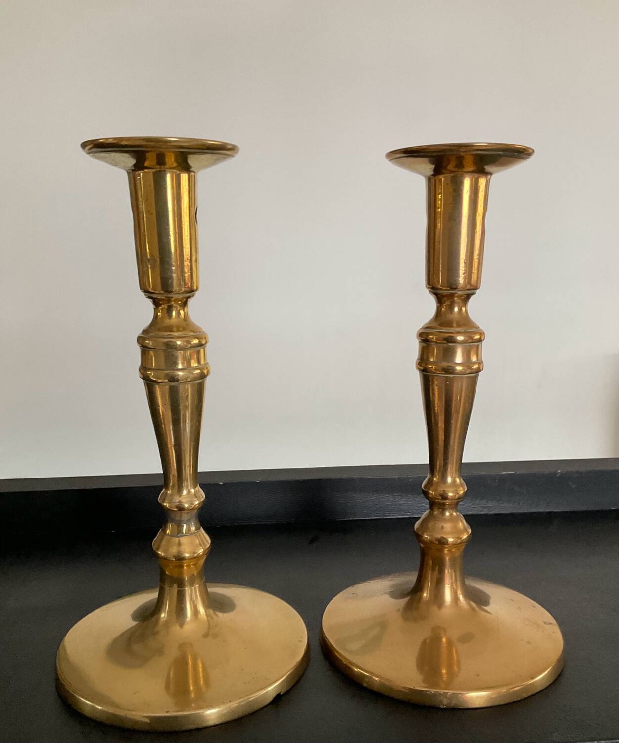 Pair of old bronze candlesticks