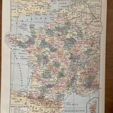 Old map of political and administrative France - 1900