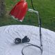 Desk, table lamp in red metal and silver vintage 1970