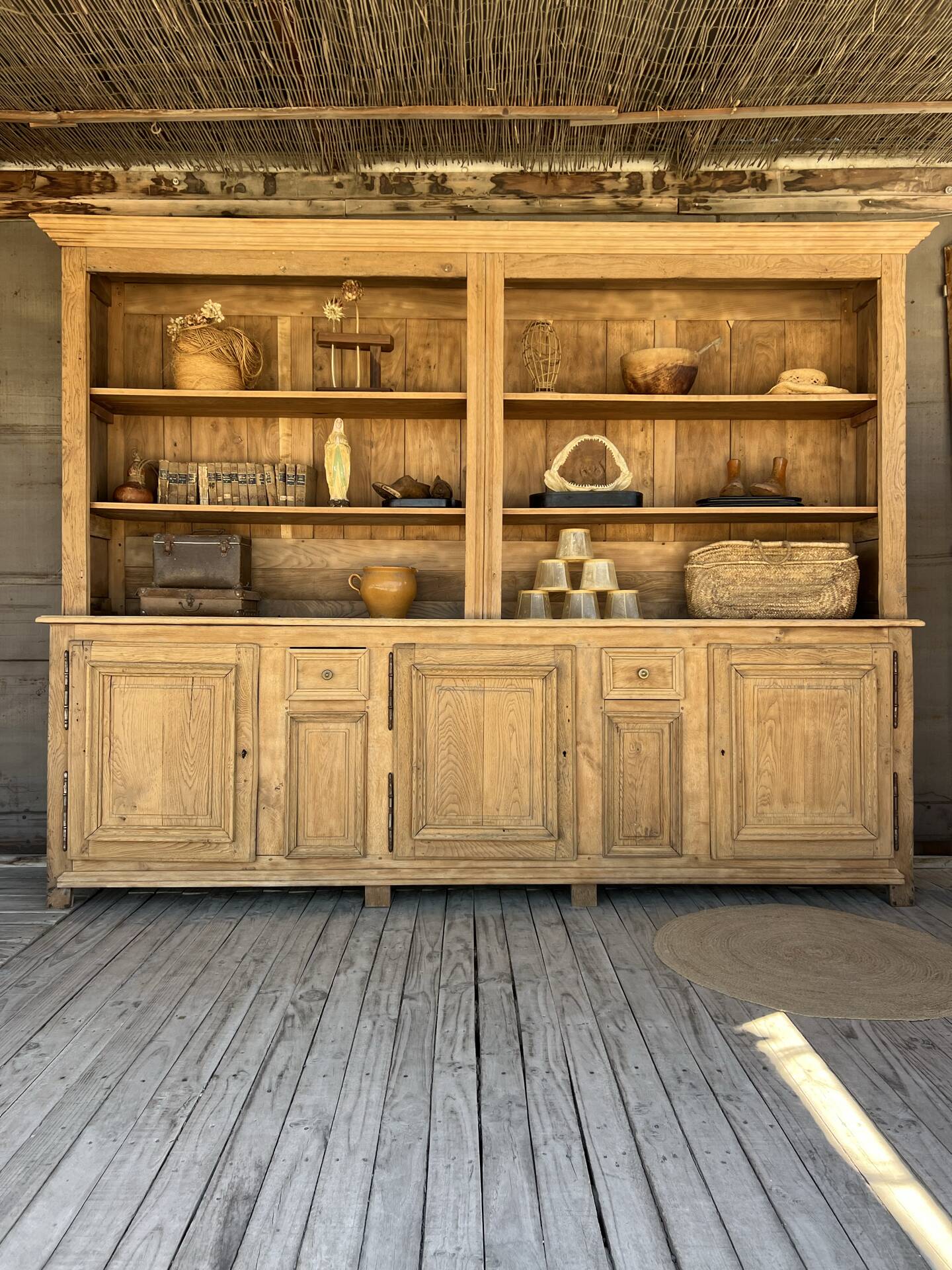 Old office furniture, raw oak wood.