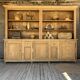 Old office furniture, raw oak wood.