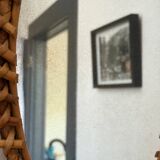Large antique rattan mirror