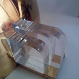 Three brass and lucite wall lights