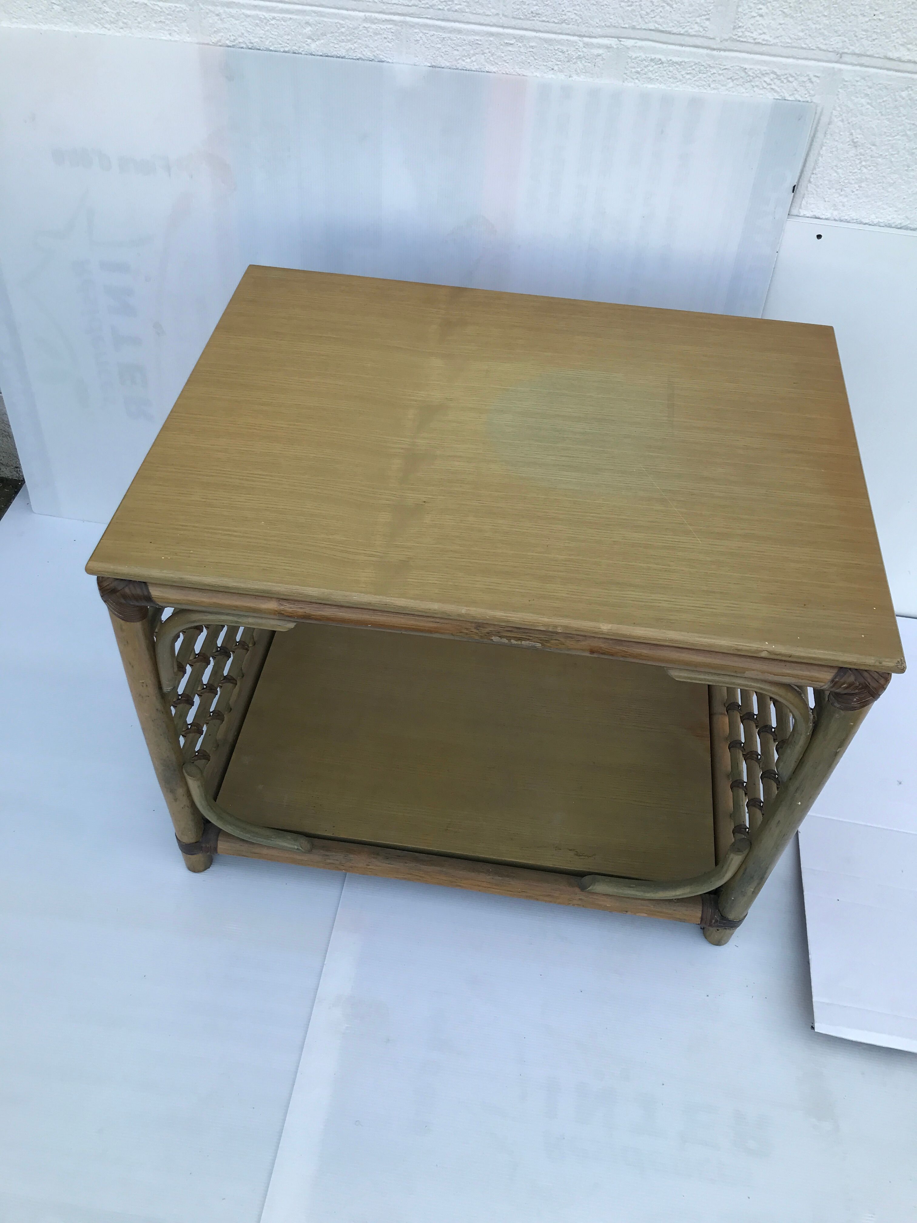 Wicker rattan coffee table 60s-70s