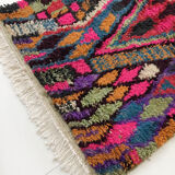 Moroccan Berber boujaad ecru carpet with colorful patterns 157x109cm