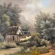 Table HST XIX° "The jewel of nature" Animated landscape Signed C. Lion + frame