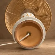 Ceramic lamp with cane shade, Nuova Capodimonte, circa 1970