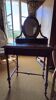 Antique oak and red marble dressing table with a swivel mirror.