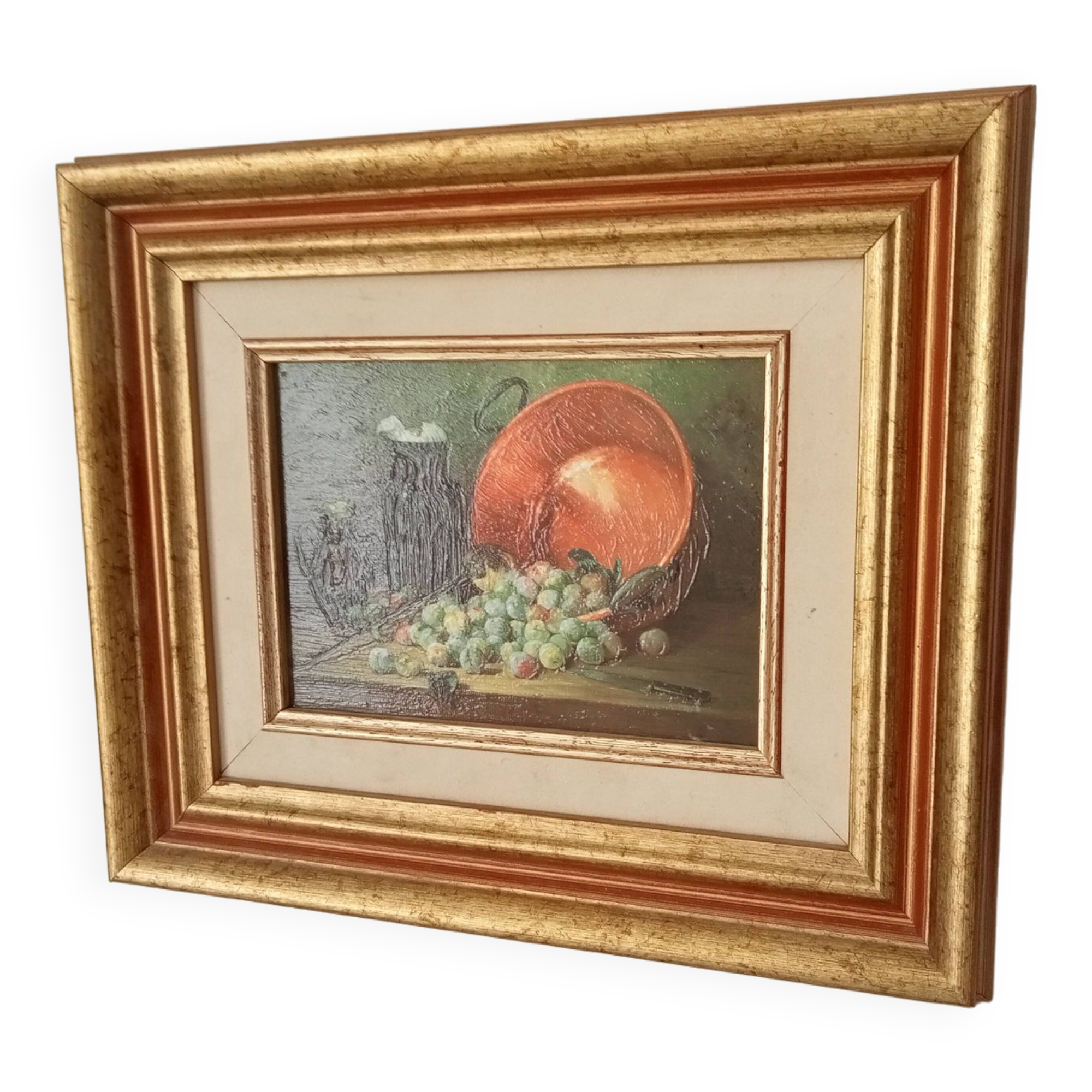 Oil painting on cardboard small format still life