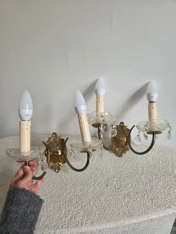 Pair of vintage gold wall sconces Art Deco Rococo from the 50s-70s.