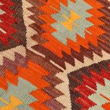 6x10 Soft Red and Orange Turkish Kilim Rug