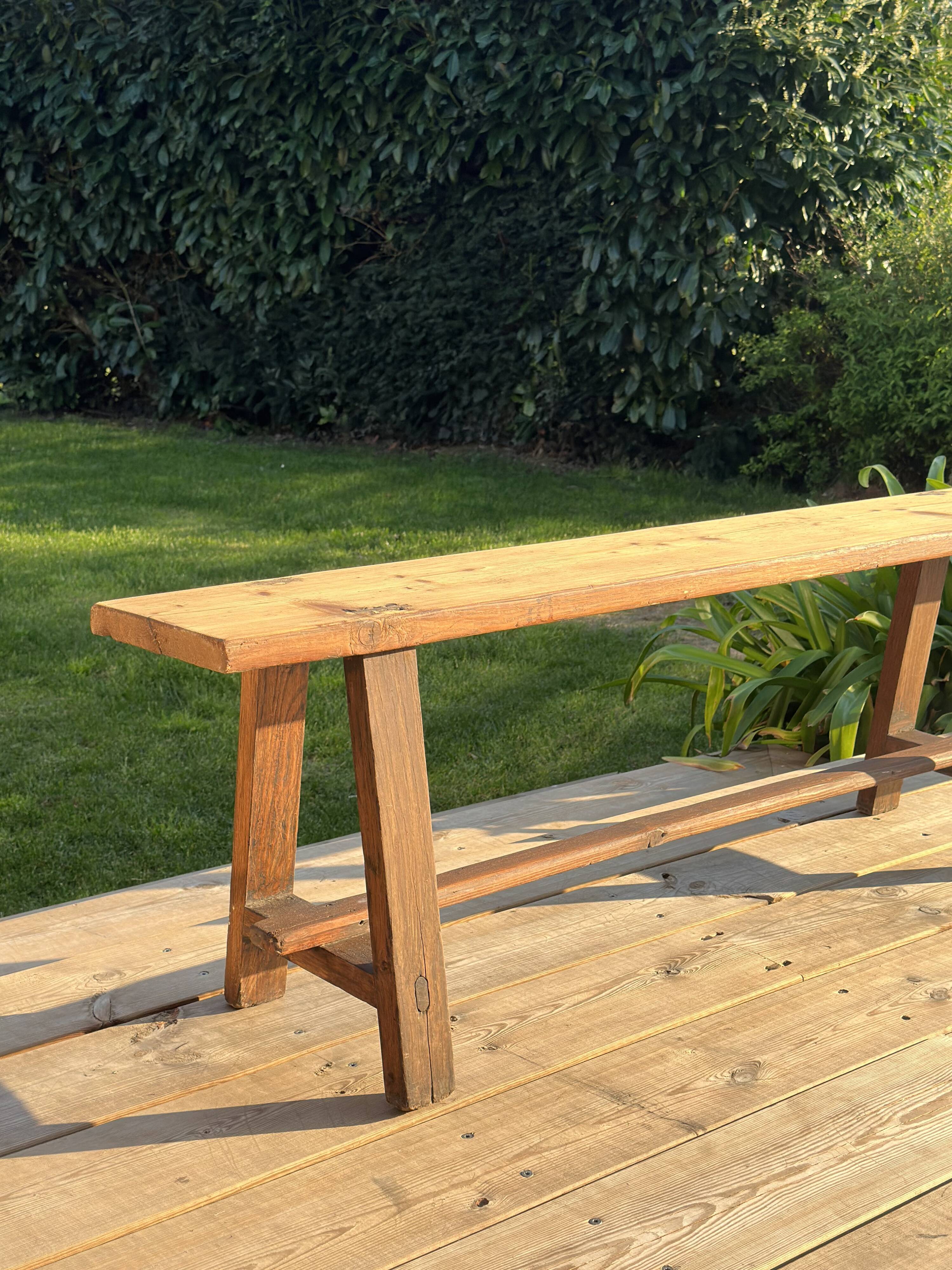 Large antique solid wood bench – 2.40 m