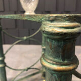 Table d’appoint en fer et verre patine antique