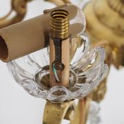 Solid bronze chandelier with crystal pendants and candle holders - Lucien GAU