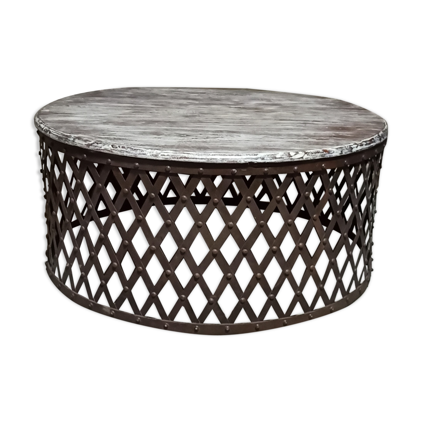 Table basse ronde en bois avec pieds métal