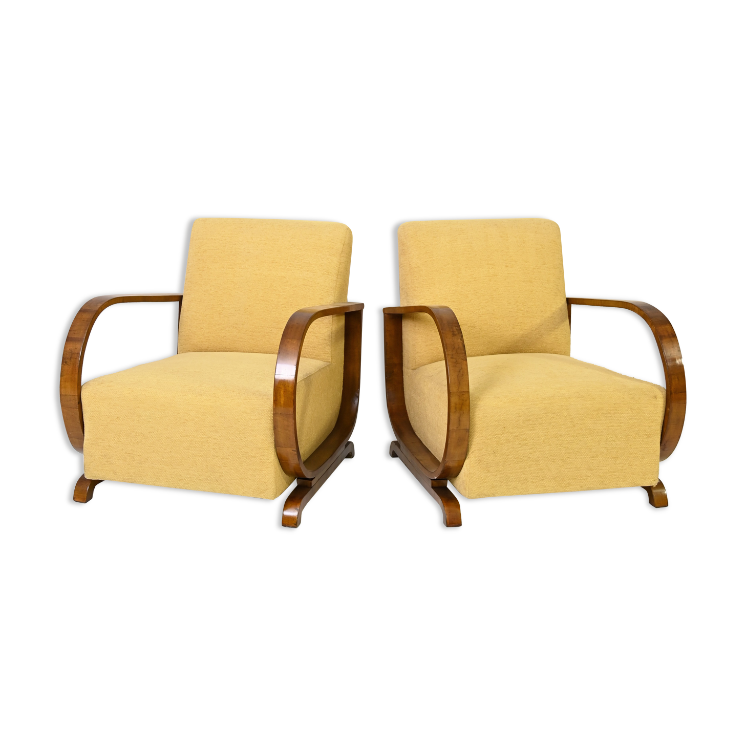 Pair of 1940s deco armchairs