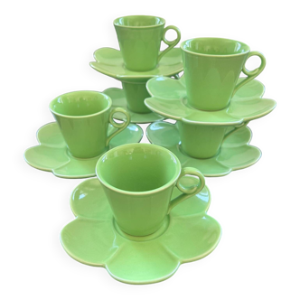 Set of 6 flower cups and saucers