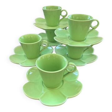 Set of 6 flower cups and saucers