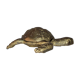 Golden brass ashtray has a turtle-shaped
