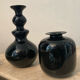 Duo of black opaline vases from the 60s and 70s