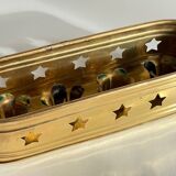 Bougeoir chandelier etoiles vintage laiton