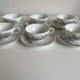 Françoise Adnet “Black Coral” 6-cup and saucer set – Pork