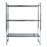 Étagère italienne en chrome avec étagères en verre, années 1970