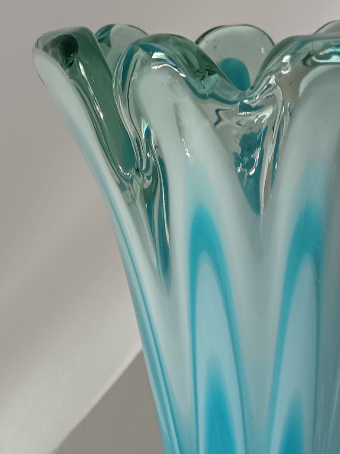 Vintage blue blown glass vase