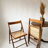 Pair folding chairs caning
