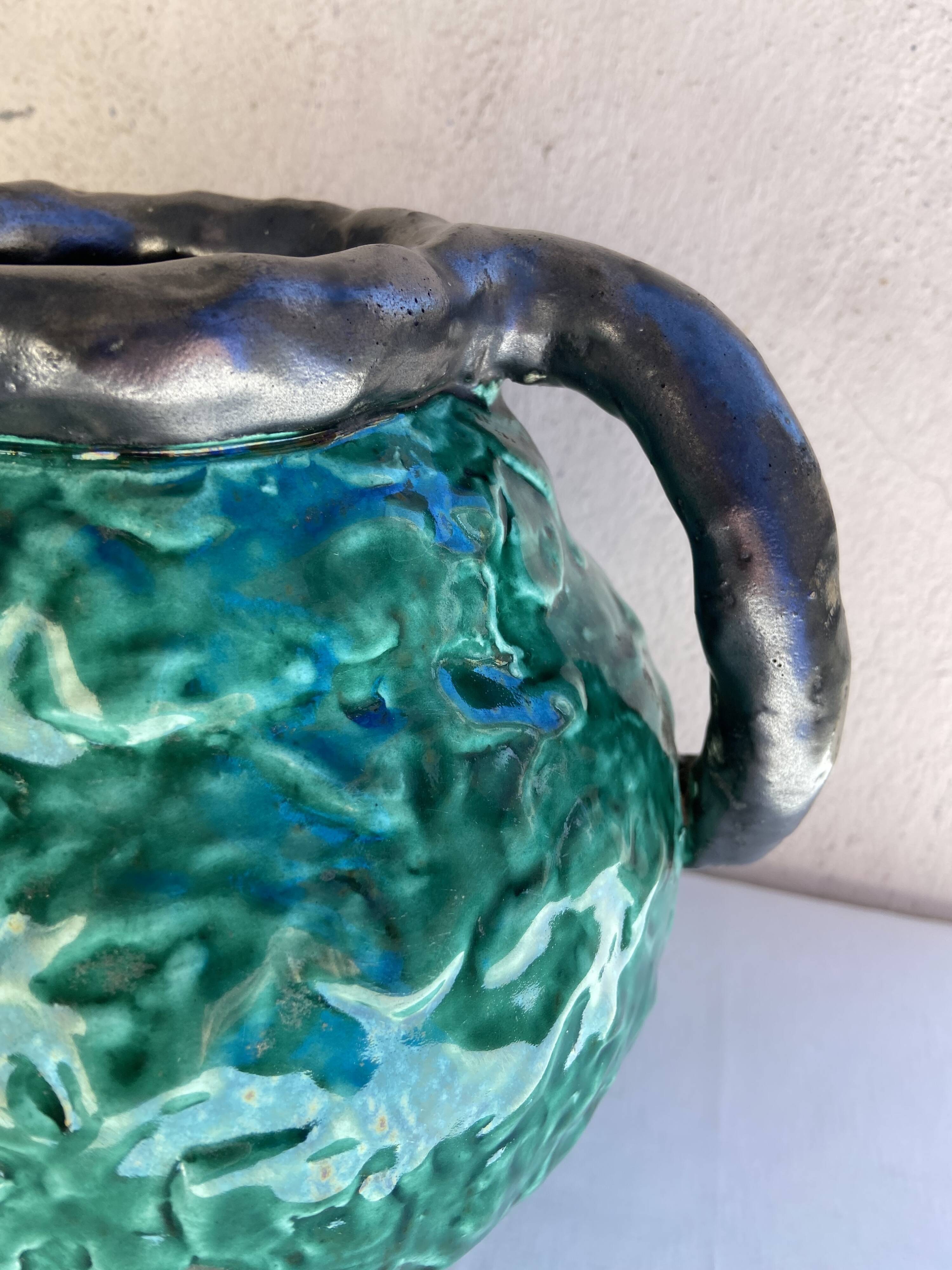 Pair of Jerome Massier vases, Vallauris, 1950s