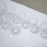 Series of 12 vintage red crystal wine glasses
