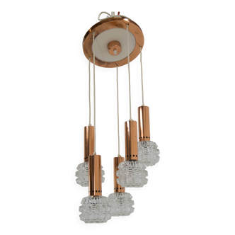 Mid-century Copper and Glass Chandelier, 1970s