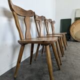 Set of 4 chalet-style pine chairs