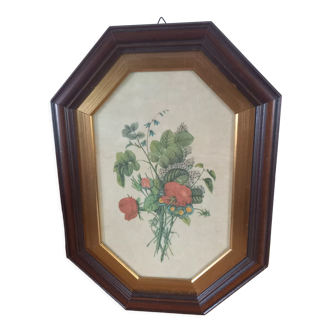 Octagonal frame in vintage wood 80