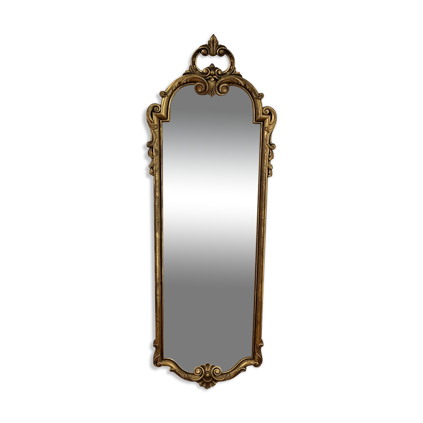 Miroir rocaille en résine dorée 98x34cm