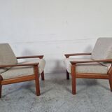 Pair of Scandinavian teak armchairs by Juul Kristensen, Denmark 1970s