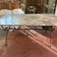 Table cast iron enamelled gold, top marble