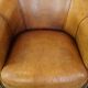 Fauteuil club vintage en cuir de mouton cognac clair