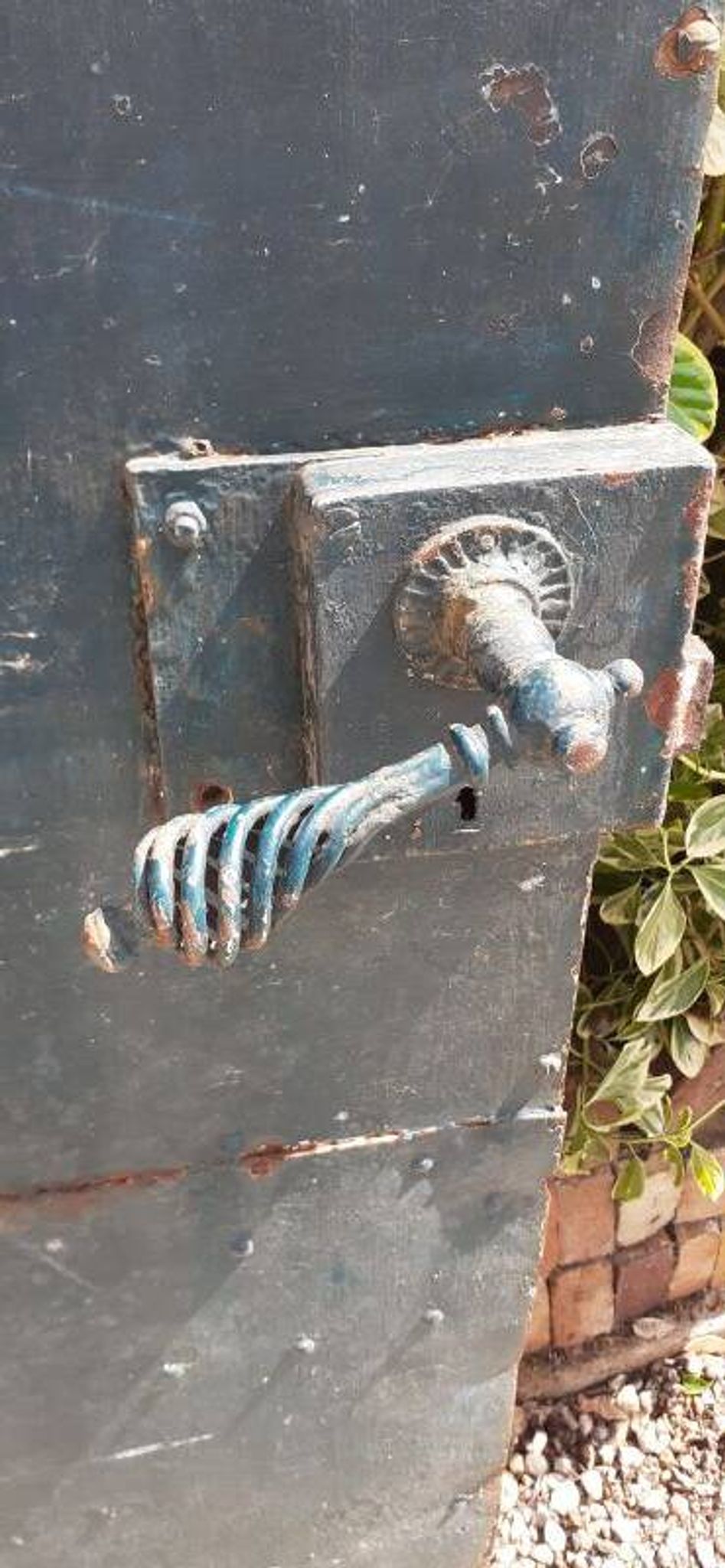 Solid gate, garden iron, H227x110cm, old, exterior door