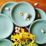 10 assiettes à desserts en céramique bleu Longchamp