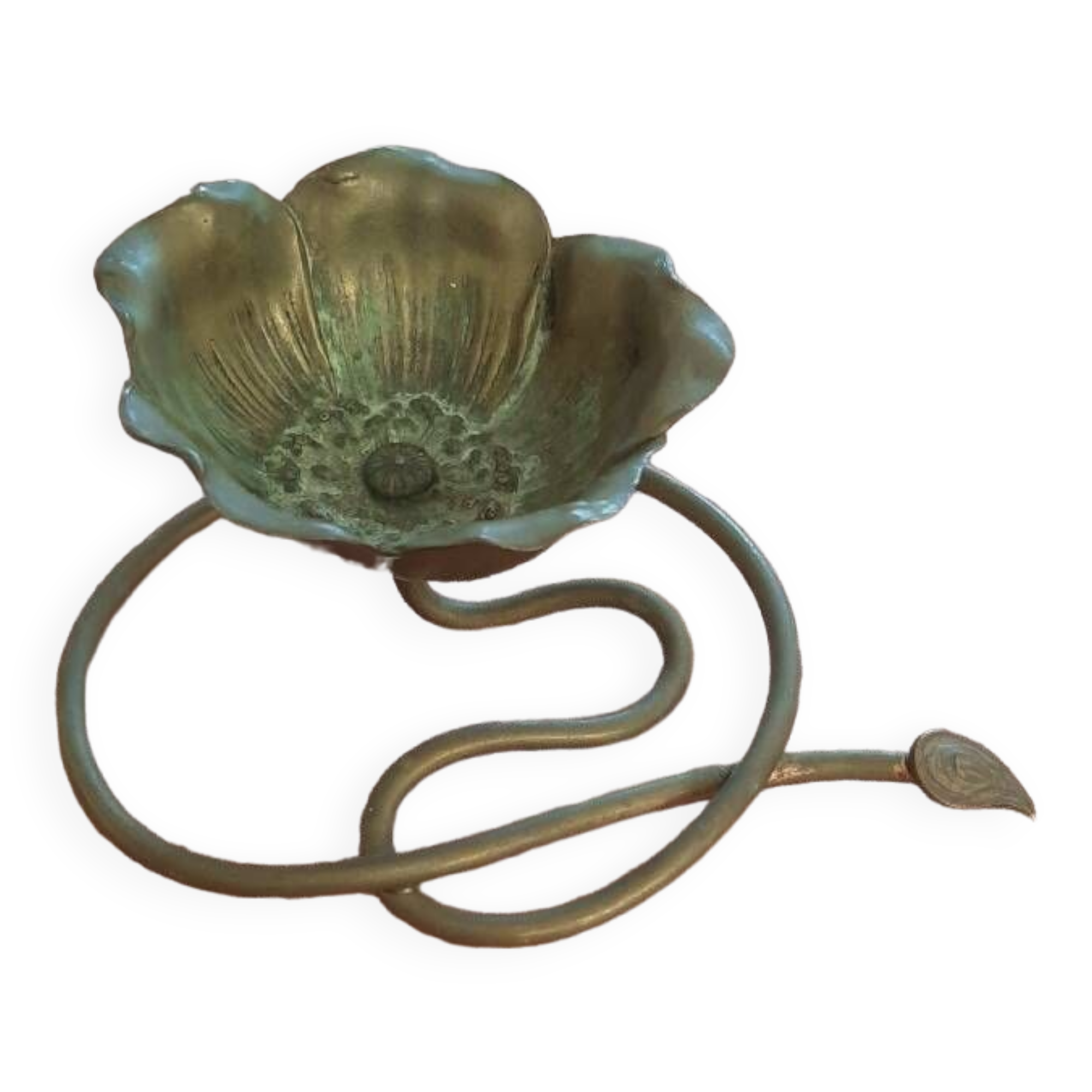 Poppy-shaped copper decoration or candle holder