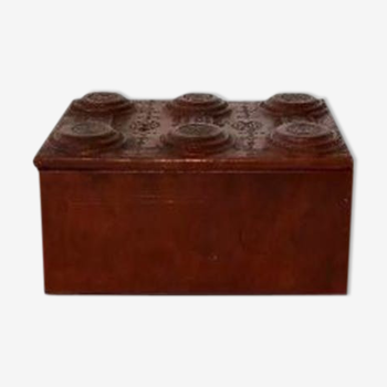 Rectangular box in wooden tuareg leather coating