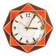 Vintage formica clock silent octagonal wall pendulum "Star chocolate orange"