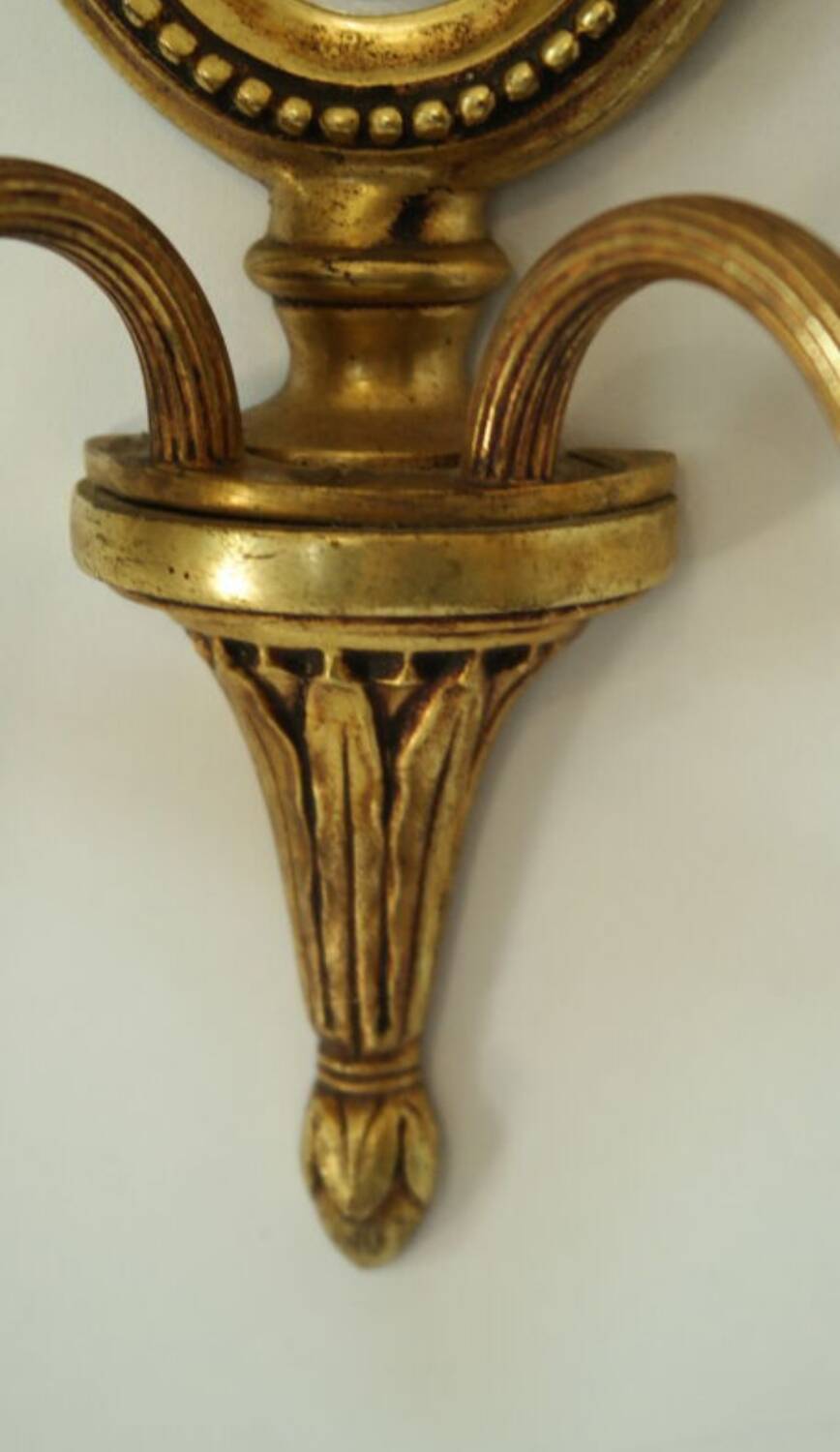 Paire d'appliques en bronze style Louis XVI Lucien Gau