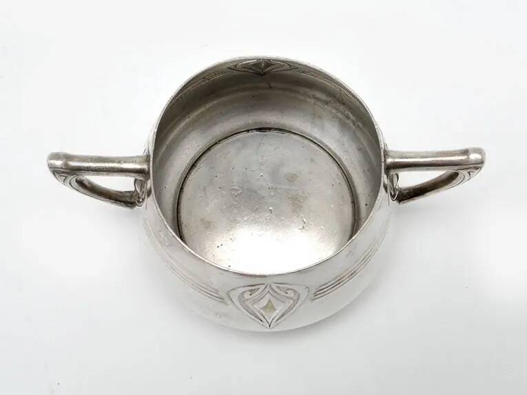 Art Nouveau sugar bowl, silver-plated brass, WMF, Germany, early 20th century
