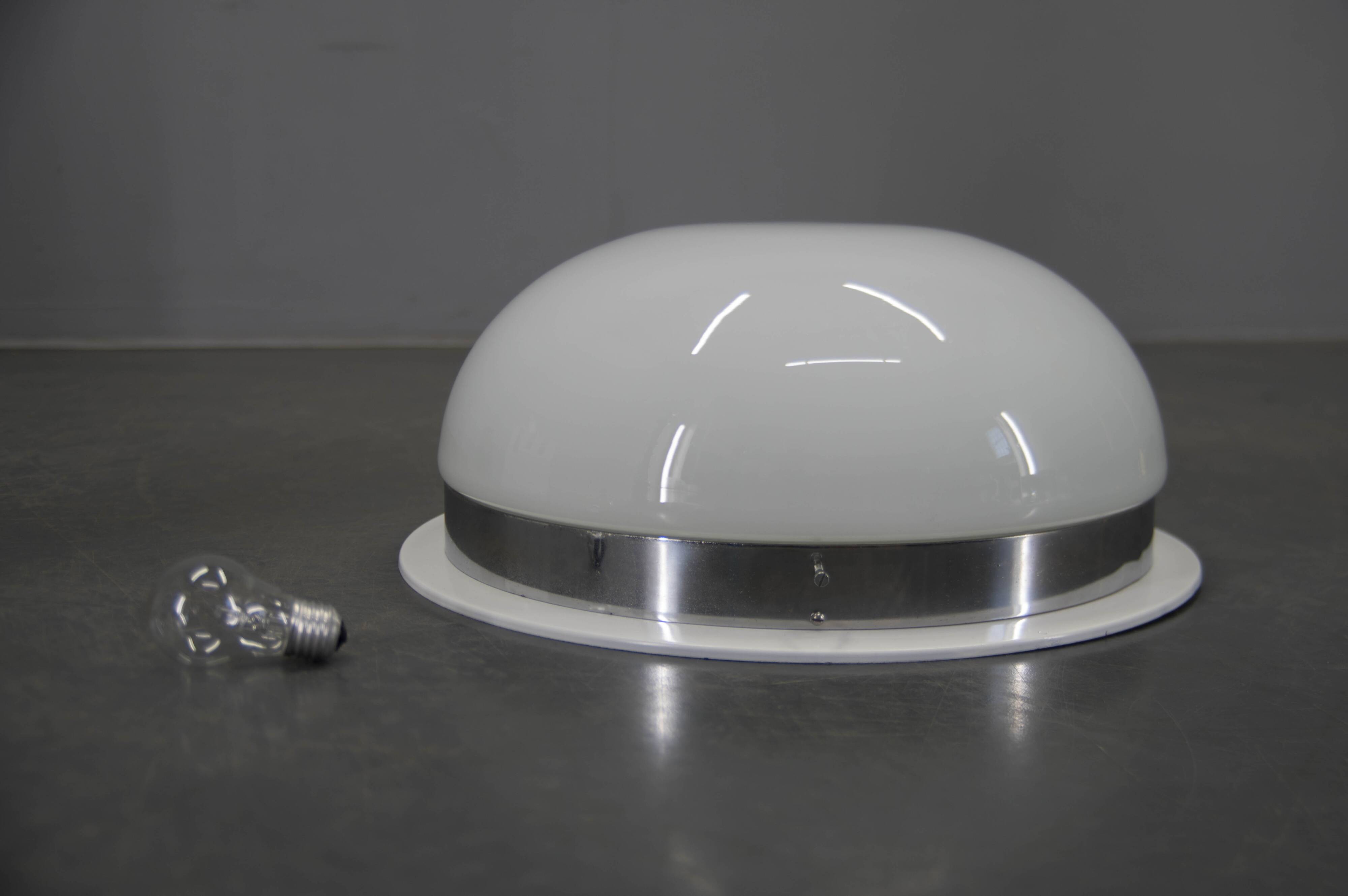 Big Bauhaus Chrome Flushmount or Wall Light, 1940s