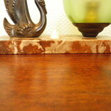 Table lamp, art deco, opaline, marble, bronze patinated metal, 30s/40s