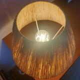 Ball lamp in marsh sandstone and raffia 1960